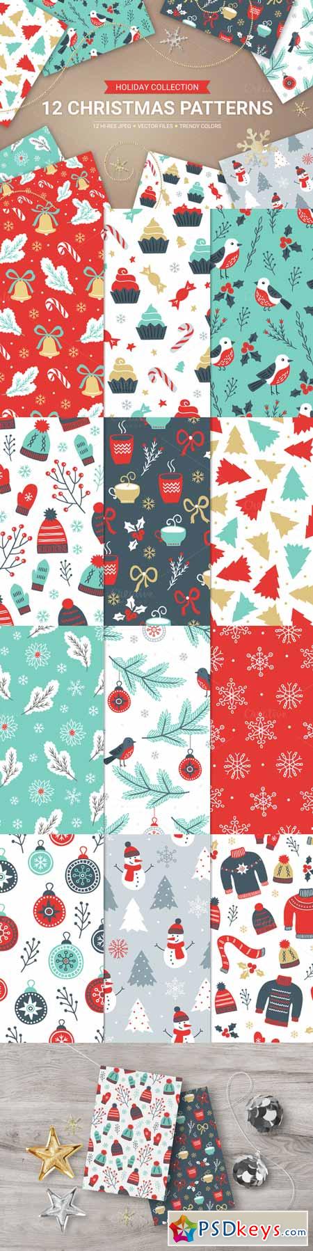12 Christmas Seamless Patterns