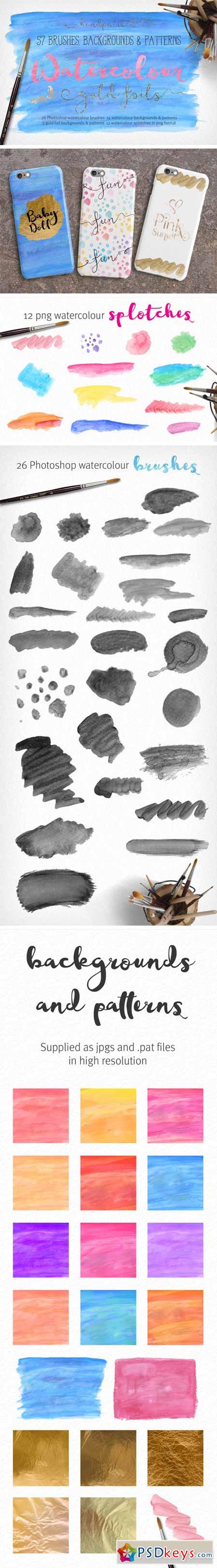 Watercolour Brushes & Backgrounds 419925