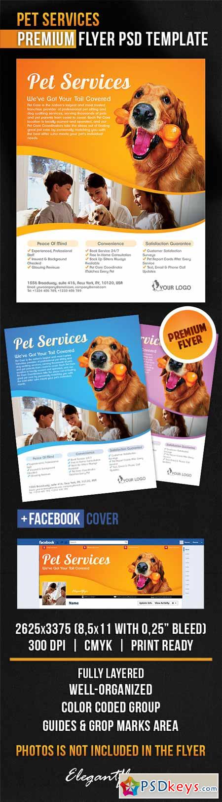 Pet Services  Flyer PSD Template + Facebook Cover