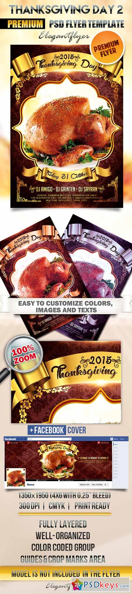 Thanksgiving Day 2  Flyer PSD Template + Facebook Cover