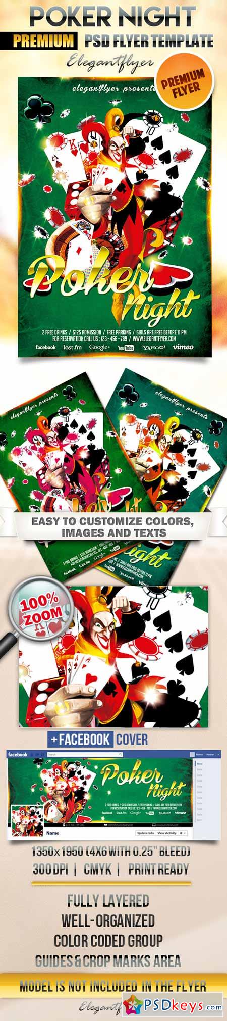 Poker Night  Flyer PSD Template + Facebook Cover 2