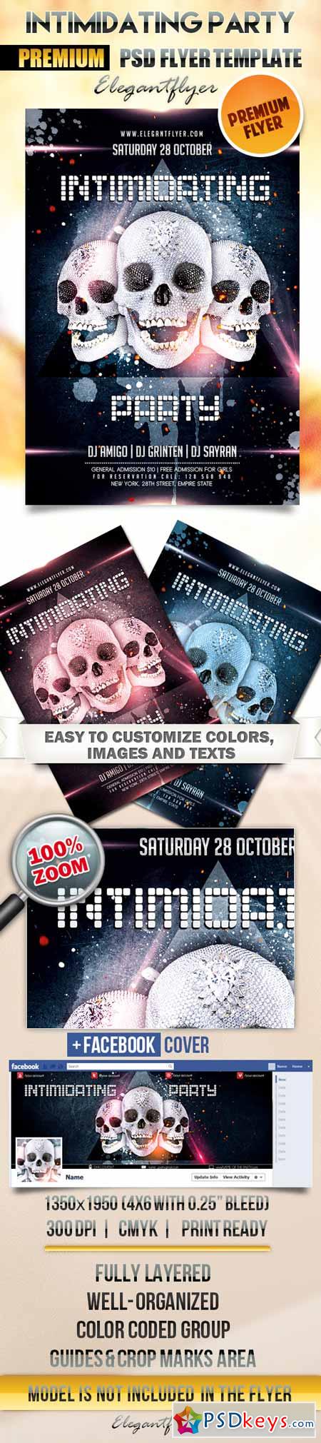 Intimidating Party  Flyer PSD Template + Facebook Cover