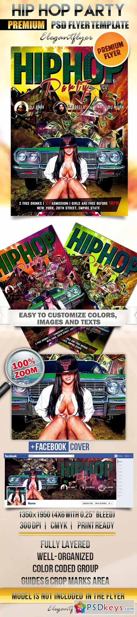 Hip Hop Party  Flyer PSD Template + Facebook Cover