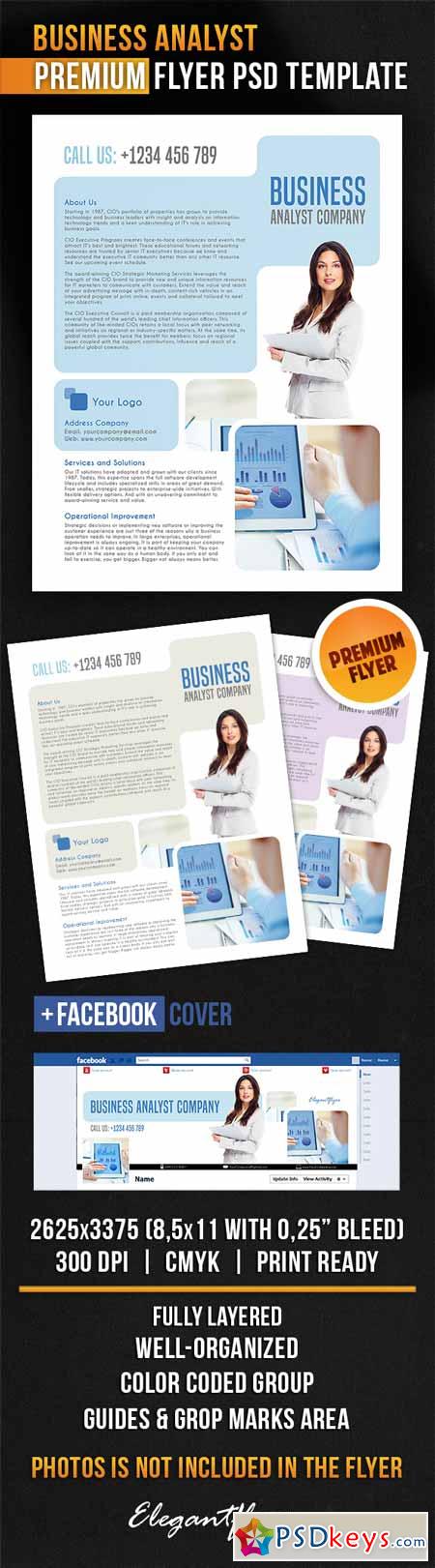 Business Analyst  Flyer PSD Template + Facebook Cover