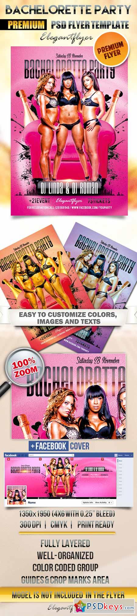 Bachelorette party  Flyer PSD Template + Facebook Cover