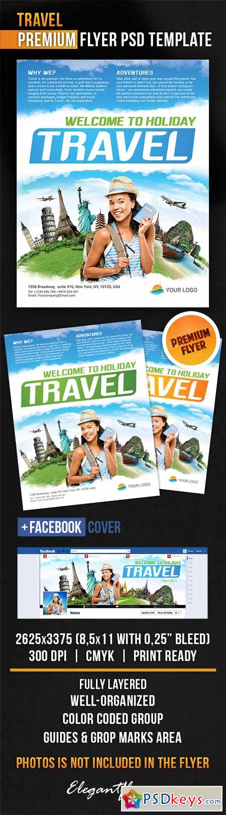 Travel  Flyer PSD Template + Facebook Cover