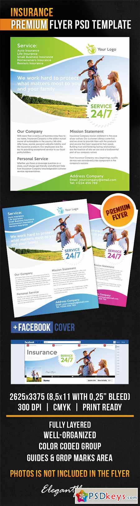Insurance  Flyer PSD Template + Facebook Cover