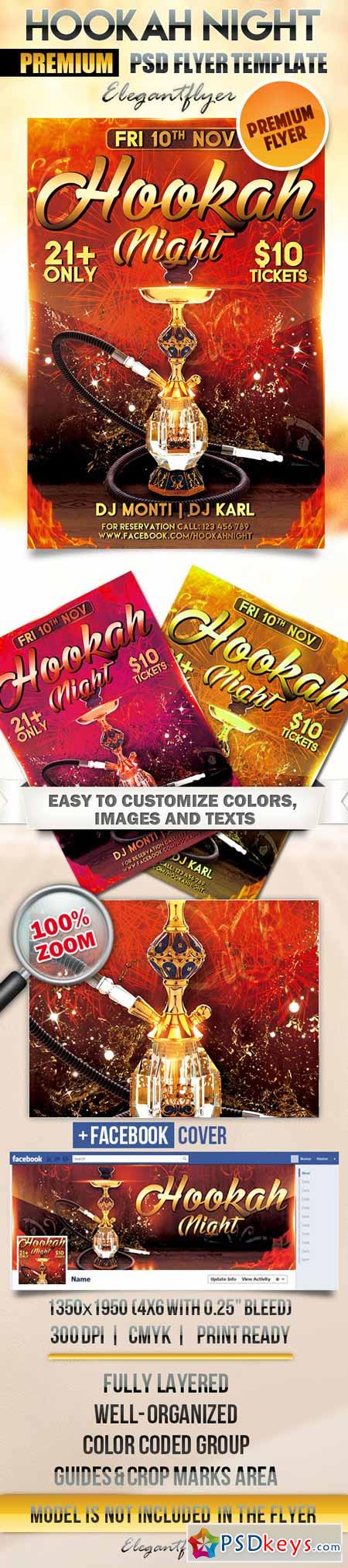Hookah Night  Flyer PSD Template + Facebook Cover 2