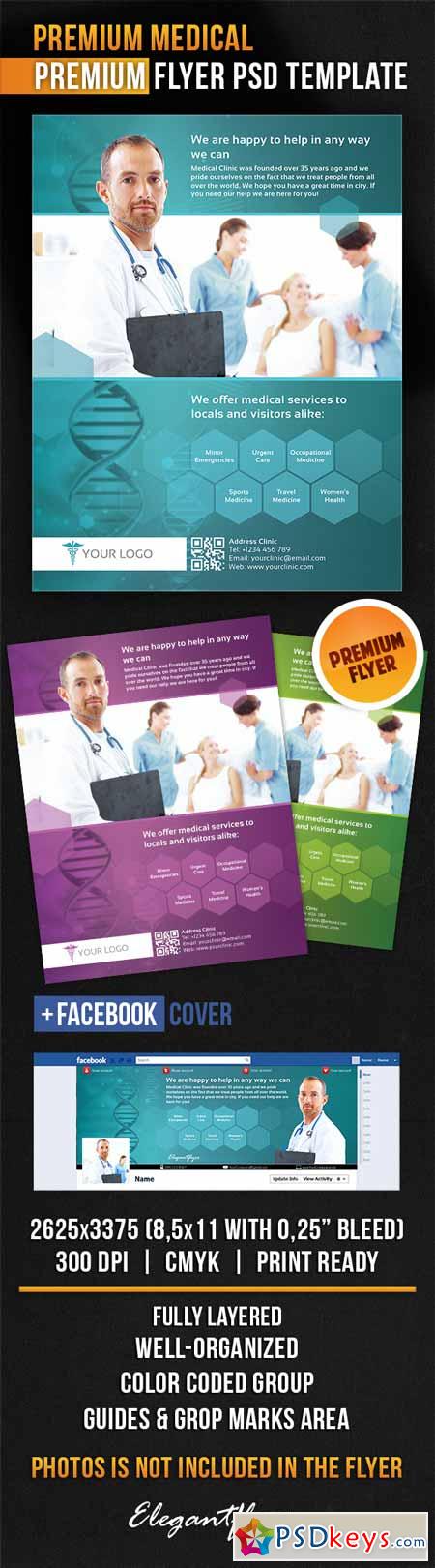 Premium Medical – Flyer PSD Template + Facebook Cover