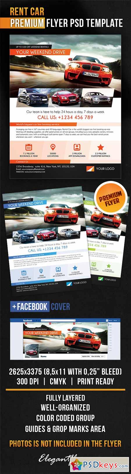Rent Car  Flyer PSD Template + Facebook Cover