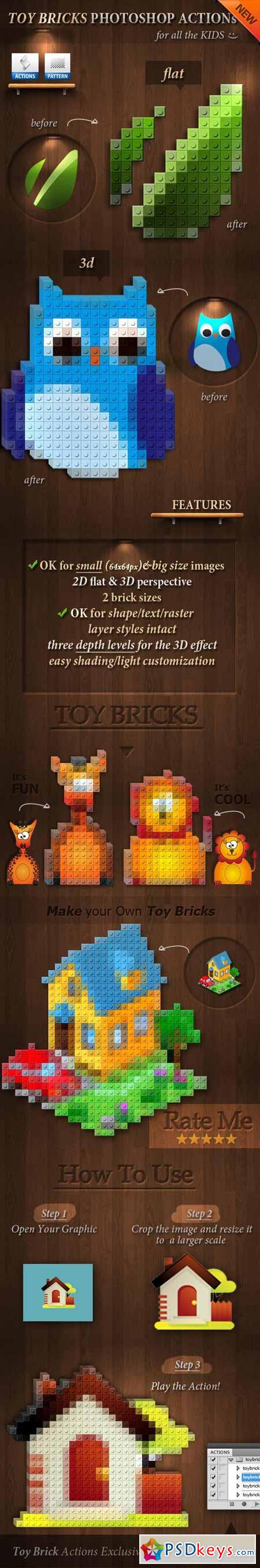 3D Toy Bricks Photoshop Actions 3924994 Free Download Photoshop 