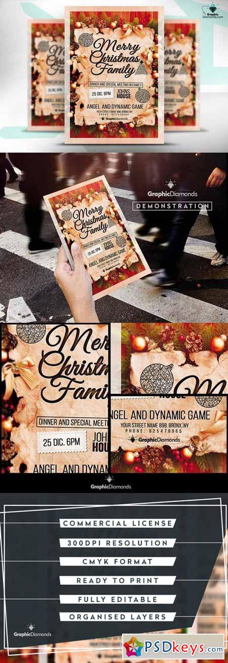 Merry Christmas Family Flyer PSD 425556
