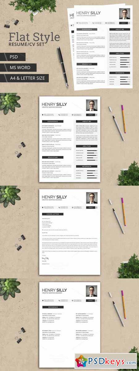 Flat Style Resume CV - With MS Word 332283