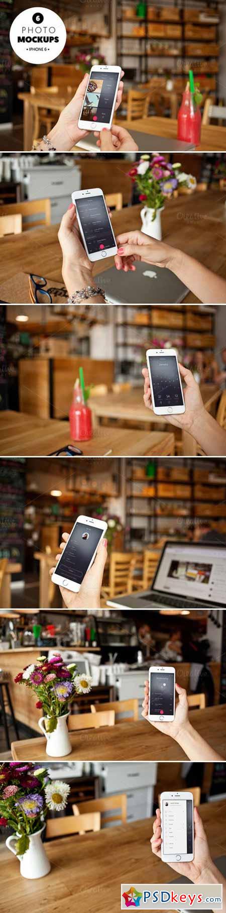 iphone 6 in the cafe-6 photo mockups 442591
