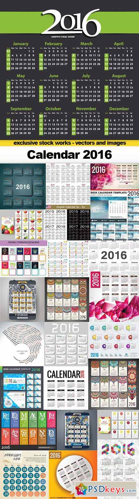 Calendar 2016, - 25x EPS