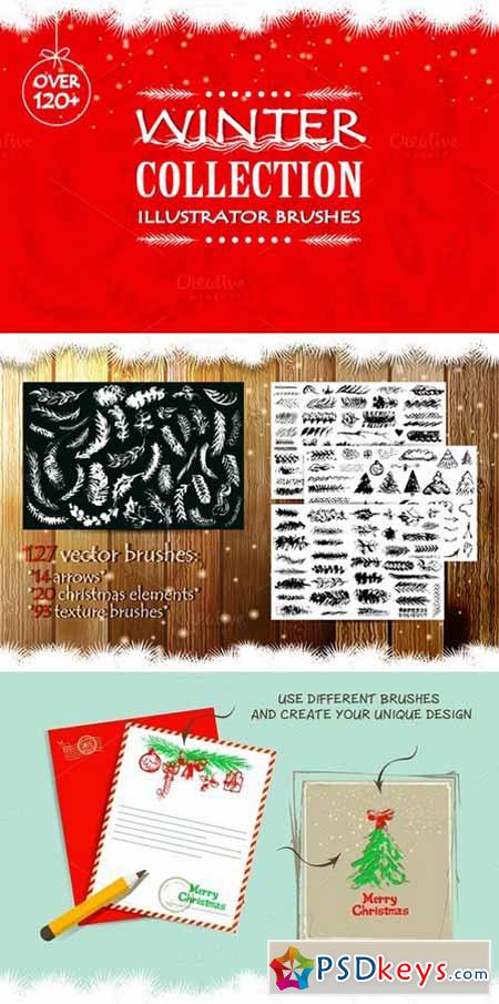 Winter collection vector brushes. 442812