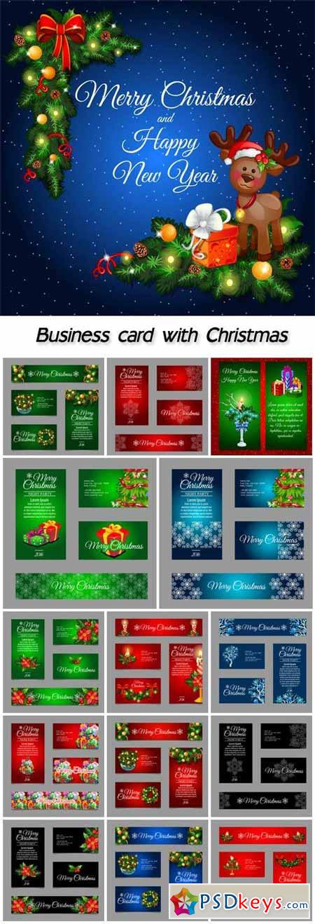 Four business card with Christmas decoration