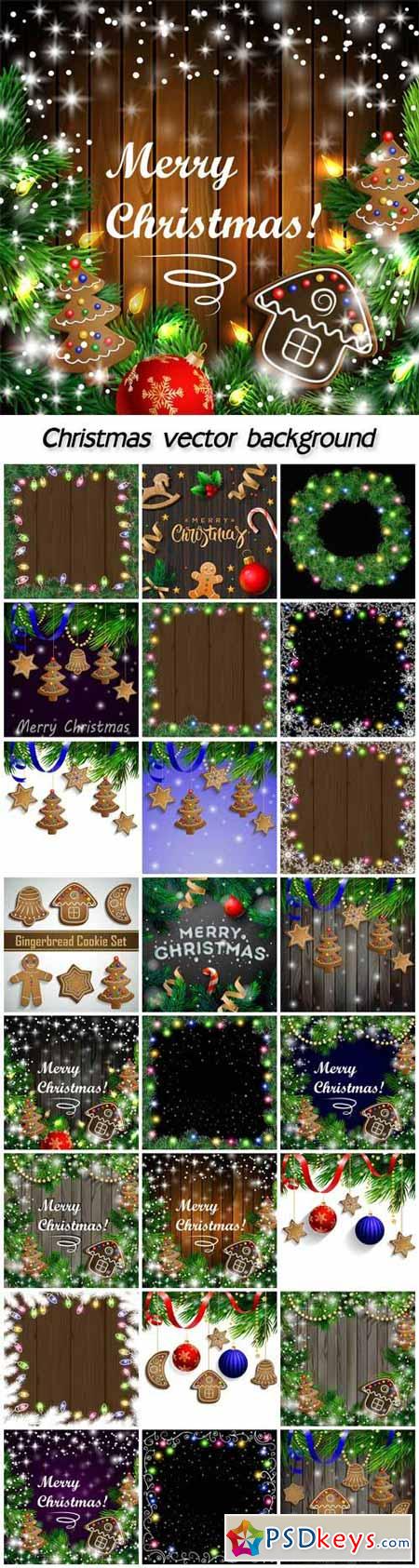 Christmas design with gingerbread cookies, shimmering bauble, shining tree
