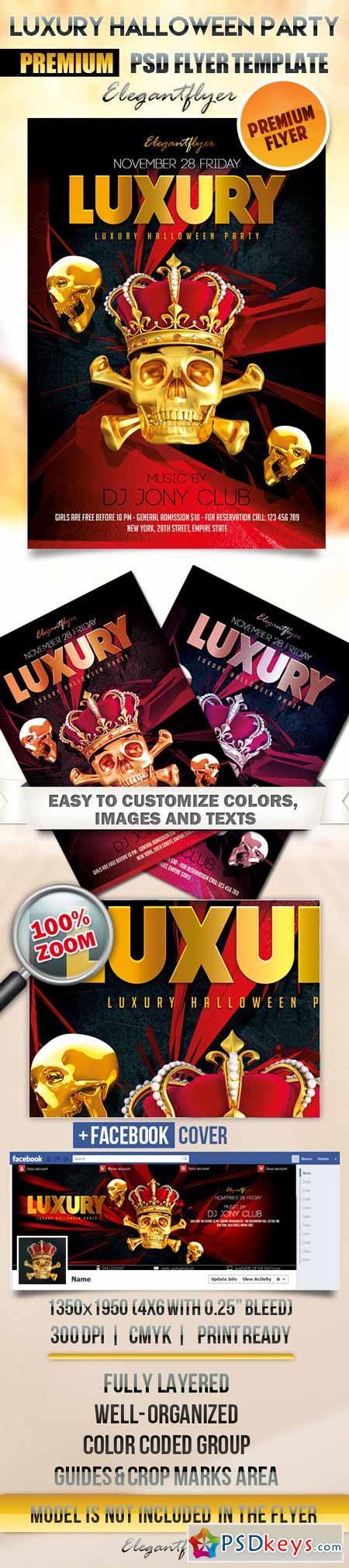 Luxury Halloween Party – Flyer PSD Template + Facebook Cover