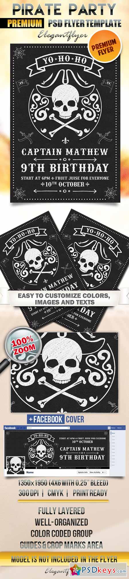 Pirate Party  Flyer PSD Template + Facebook Cover