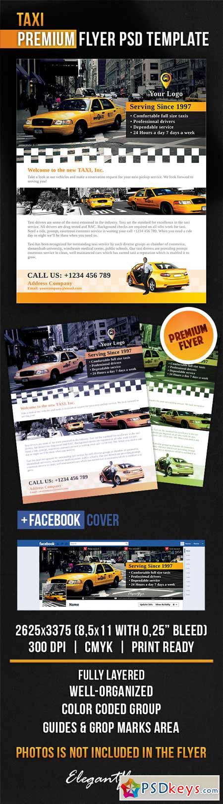Taxi  Flyer PSD Template + Facebook Cover