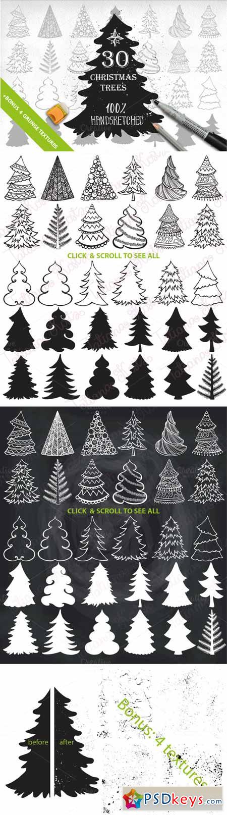 30 Christmas tree set. DIY vector 451314