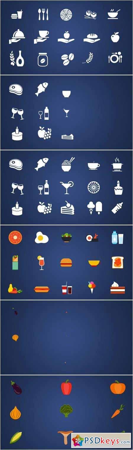 54 Animated Icons With Food. Only Shapes - After Effects Projects