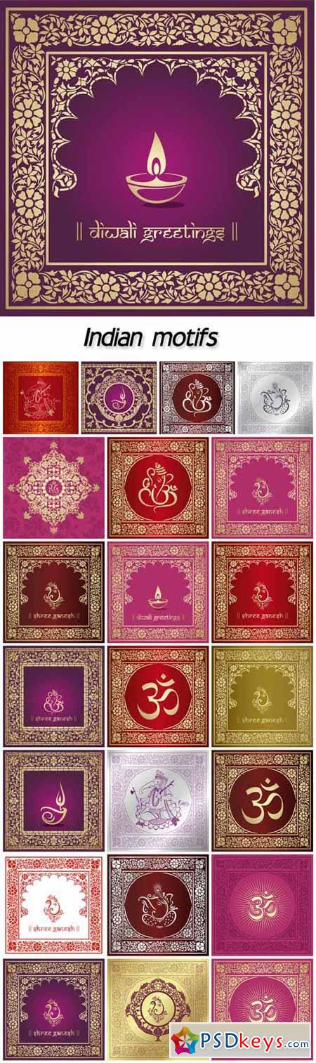 Indian motifs, vector backgrounds