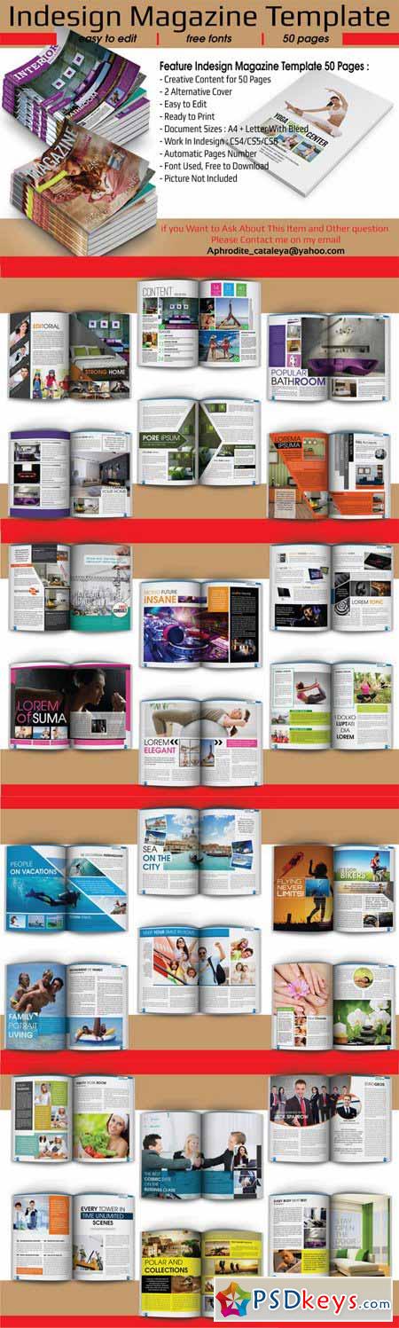 Indesign Magazine Template 50 Pages 454523