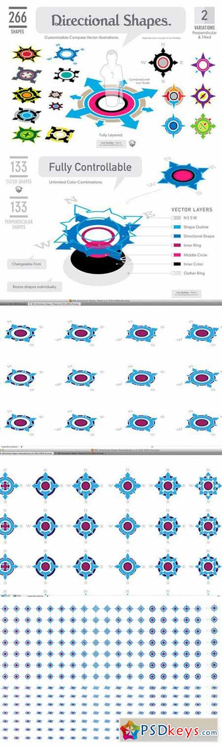 Icon Builder. 266 Directional Shapes 68699