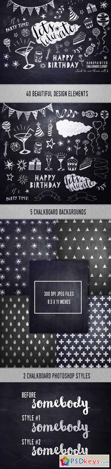 Chalkboard Party Clipart Bundle 417050