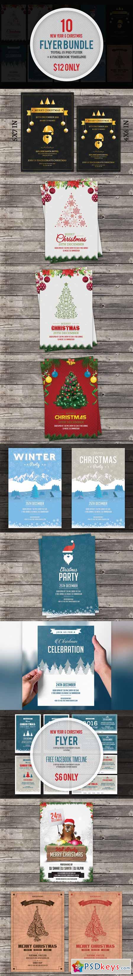 Christmas & NewYear Flyer Bundle 456480