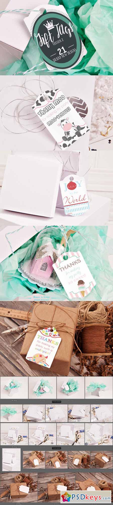 21 Gift Tags TWO! FLAT Mockups 457477