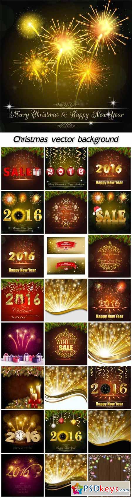 Holiday christmas background with colorful gift boxes and firework