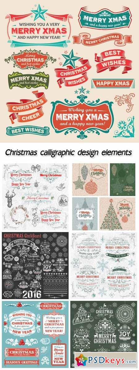 Christmas calligraphic design elements, vector illustration