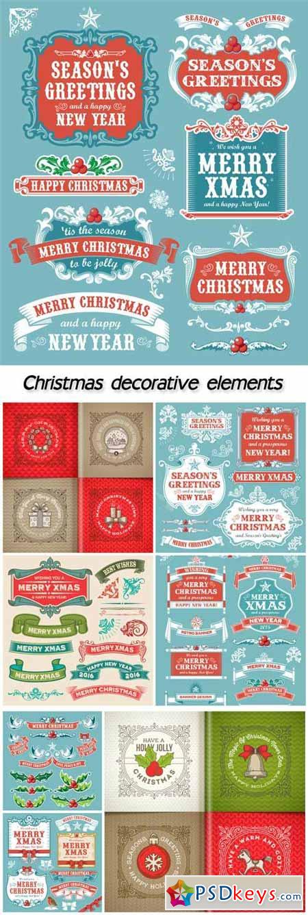 Christmas decorative elements, vector backgrounds