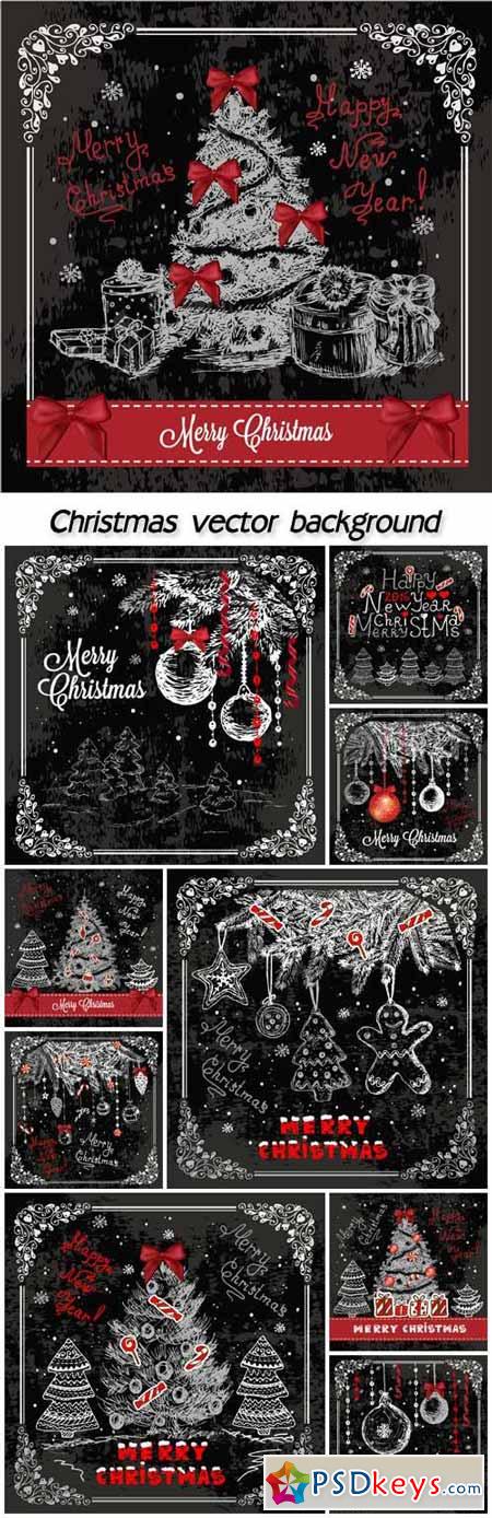 Christmas vector background with drawing elements