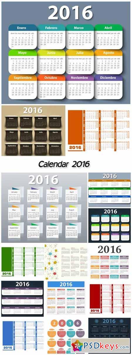 Calendar 2016, vector new year