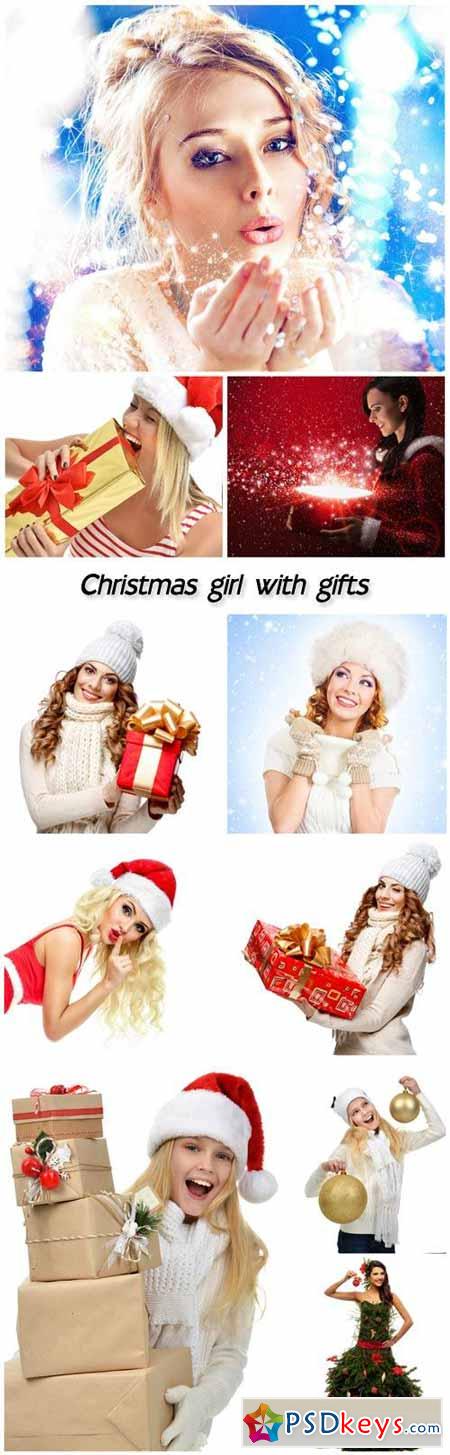 Christmas girl with gifts