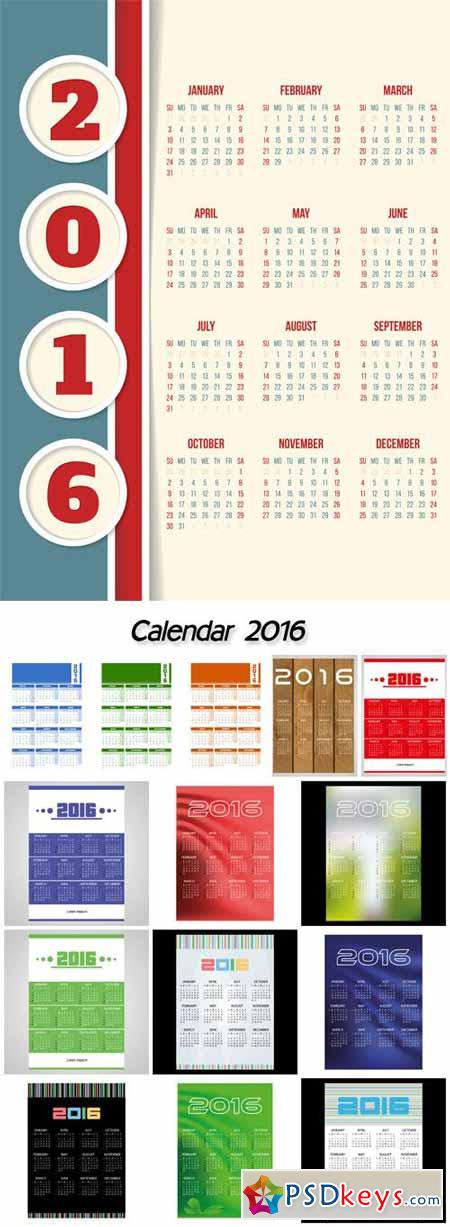 Calendar 2016 year vector design template