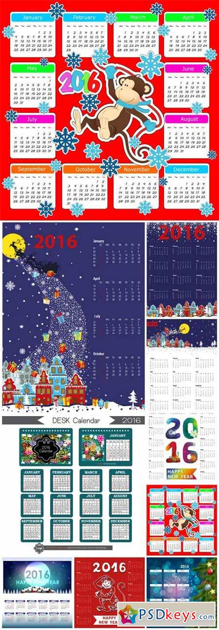 Calendar for 2016 vector