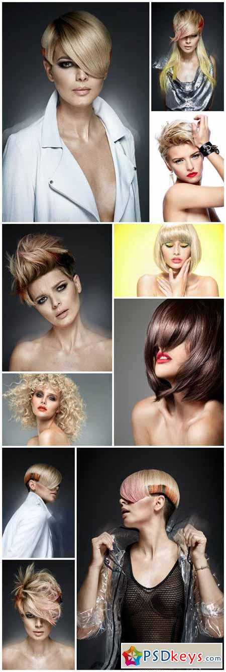 Beautiful model with short coloring hair