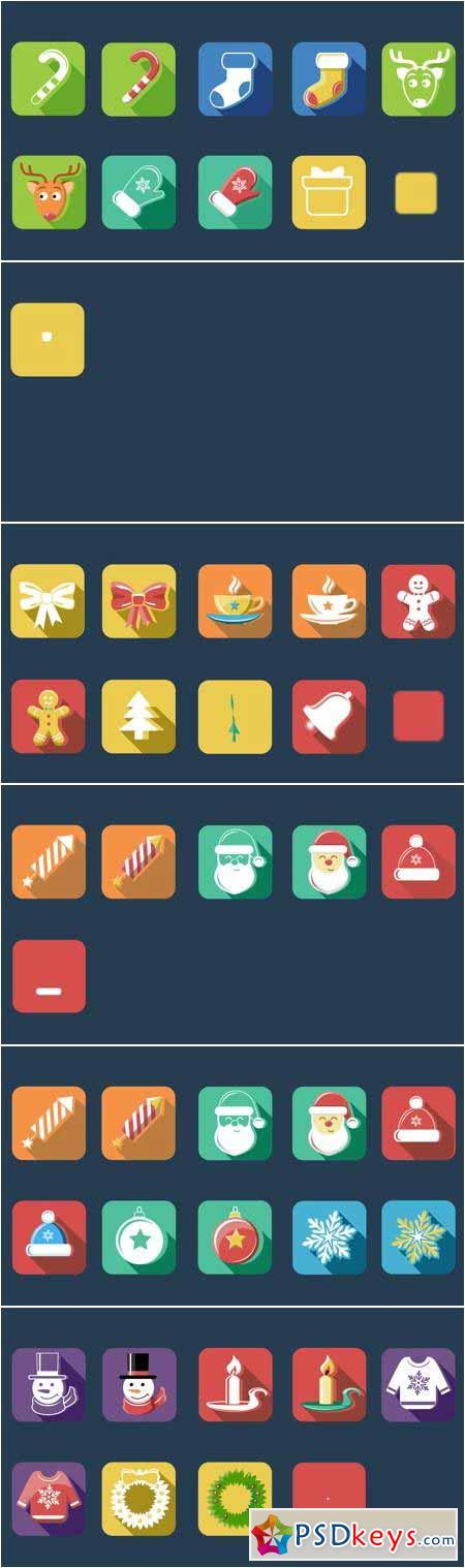 Flat Style Animated Christmas And New Year Icons 56667615 - After Effects Projects