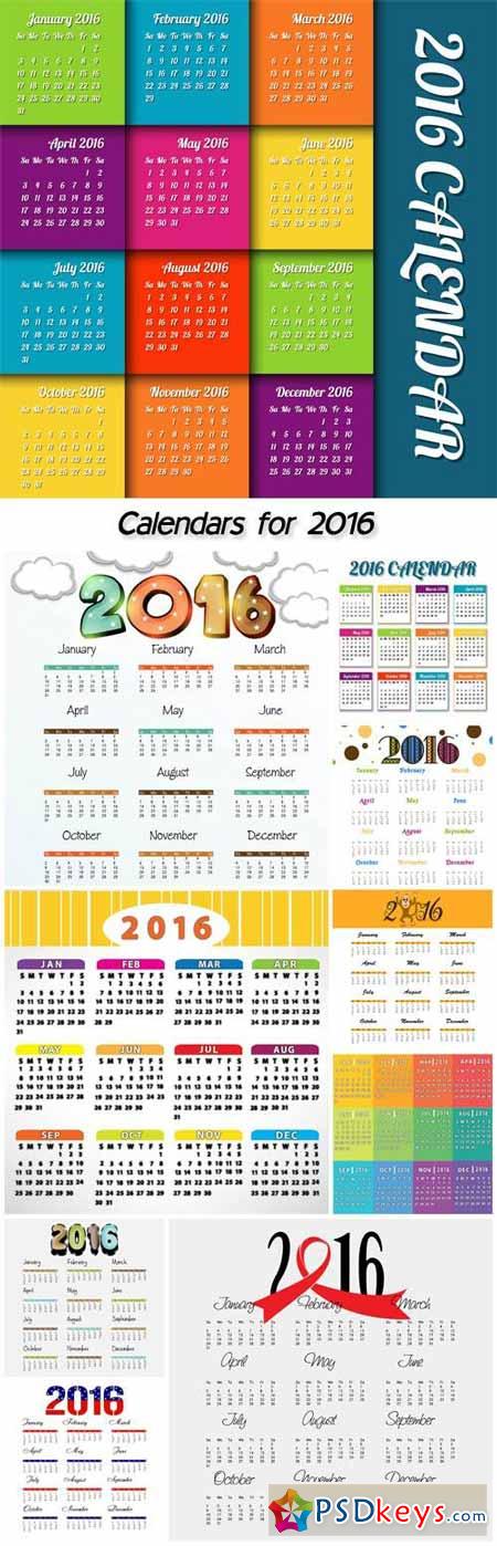 Calendars for 2016, vector #5