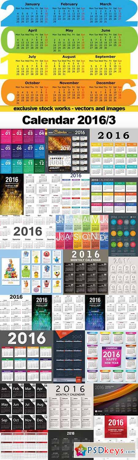 Calendar 2016 part 3, - 25x EPS