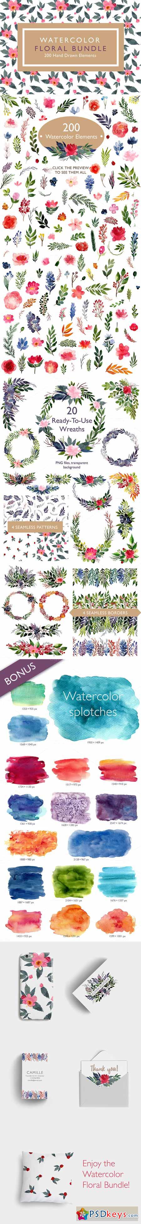 Watercolor Floral Bundle 453450