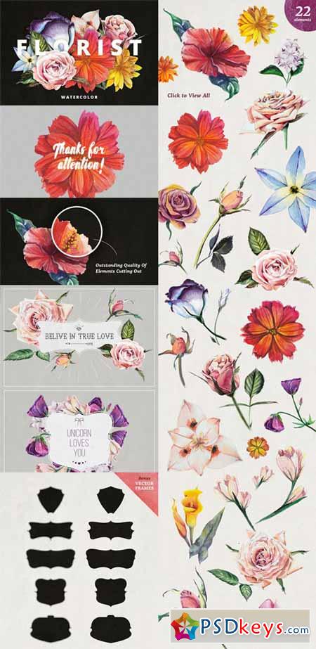 Florist Watercolor Flowers Set 462504