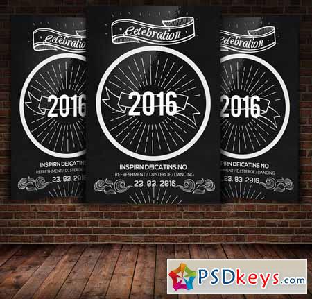New Year Chalkboard Flyer Template 468388