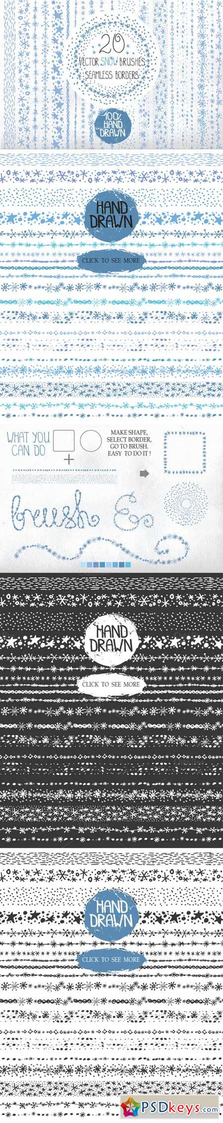 Hand drawn snow borders,brushes 467866