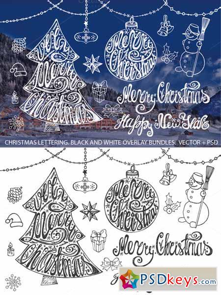 Merry Christmas tree lettering set 466710